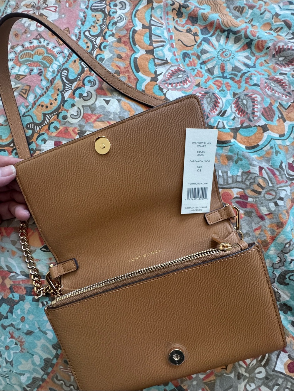 Tory Burch Emerson Leather Chain-Wallet Crossbody Bag Cardamom - Picture 11 of 12